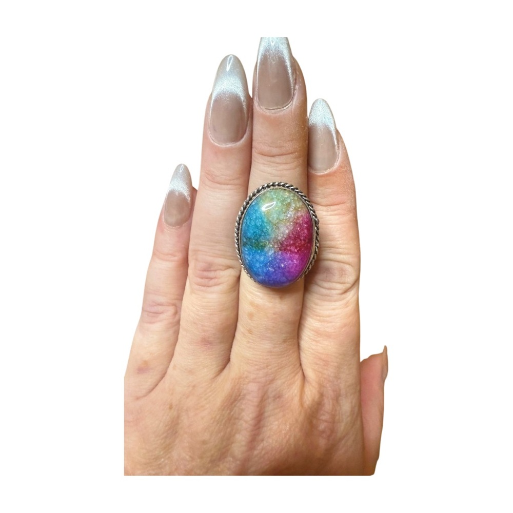 Vibrant Stone Multicolor Oval Ring